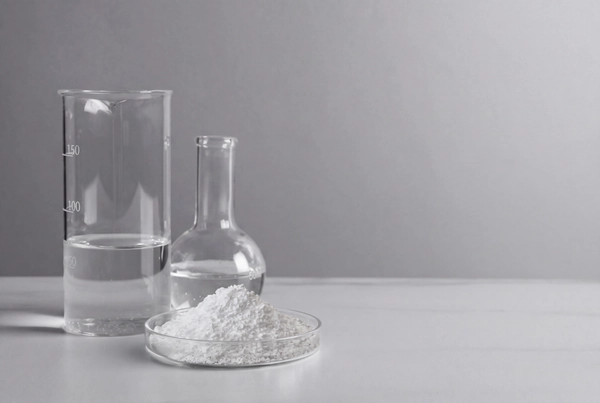 Clear liquid and white pellets suggest resin formulation testing