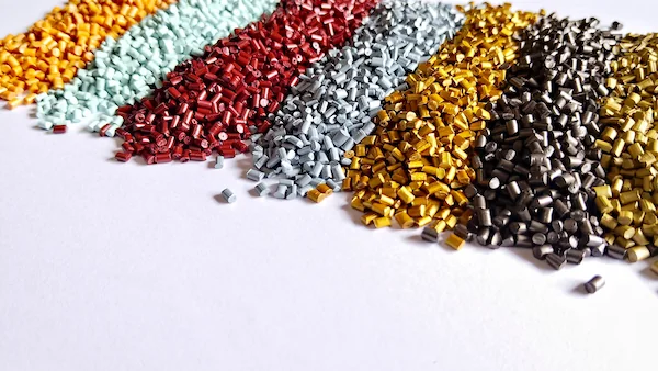 Colored polymer pellets represent materials for resin formulation studies