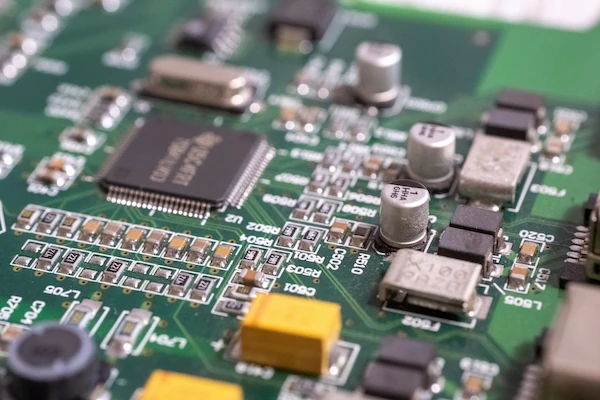 Electronic components on circuit board suggest applications for adhesives and encapsulants