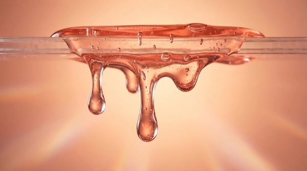 Amber liquid material suggests testing for resin processing applications