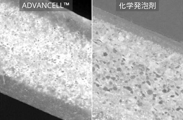 Expandable microspheres compared with conventional chemical foaming agent structures