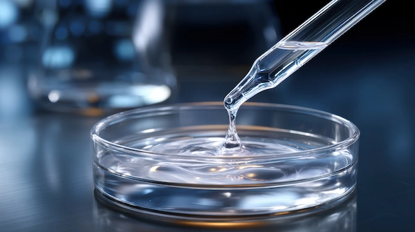 Pipette dispenses liquid sample for resin formulation evaluation