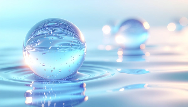 Clear droplets on blue surface suggest aqueous resin formulation work