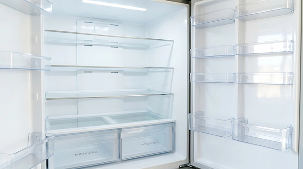 Clear refrigerator compartments made from molded polymer materials