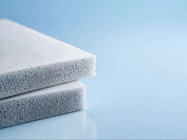 Cross-section of foam-like sheets indicating cellular structure for weight reduction